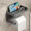 Toilet Paper Holder with Storage Shelf Strong Load-bearing Simple Installation Self-Adhesive Roll Paper Holder Bathroom Organizer