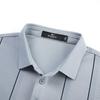 Qipilong Men's Summer Business Casual Vertical Stripe Polo T-Shirt