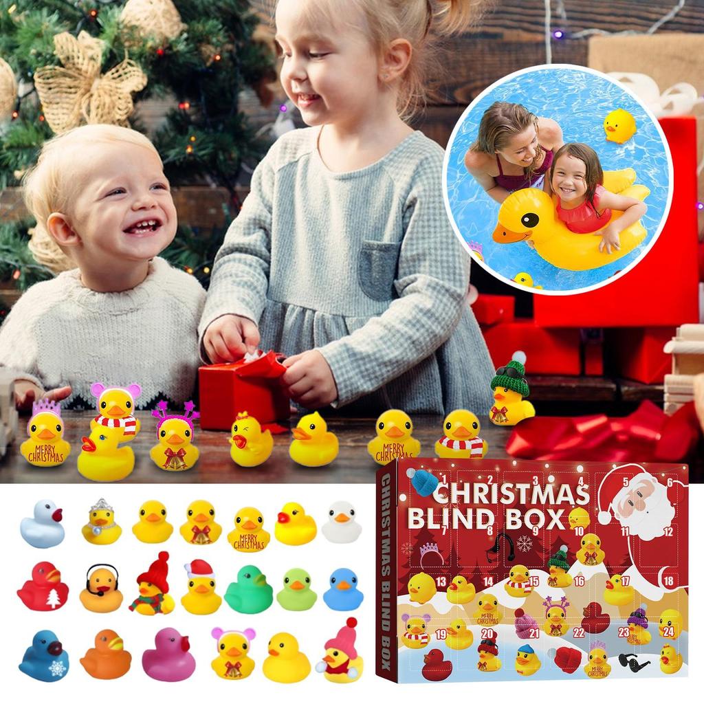 24 Stück Weihnachts-Gummienten Weihnachts-Adventskalender-Spielzeug Niedliche Feiertags-Gummienten Enten für Feierlichkeiten Weihnachtsfeier Mitgebsel