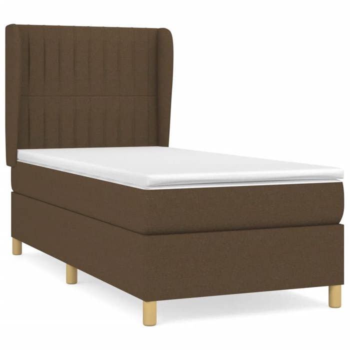 3128664 vidaXL Lit à sommier tapissier avec matelas Marron foncé 100x200 cm