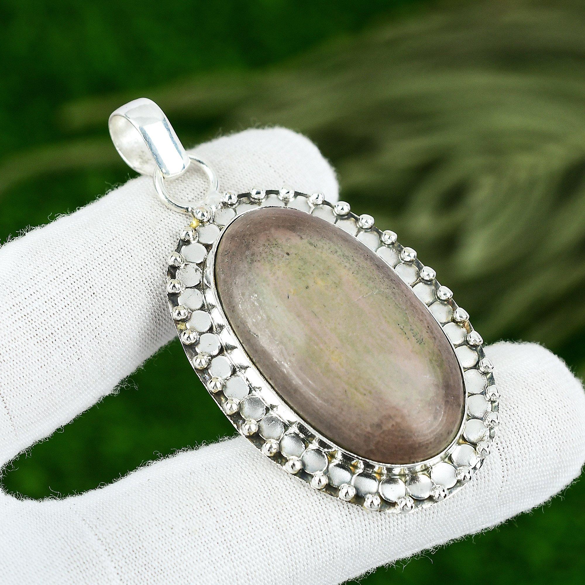 

925 Silver Imperial Jasper Stone Wife Bezel Artisan Wedding Boho Pendant Jewelry