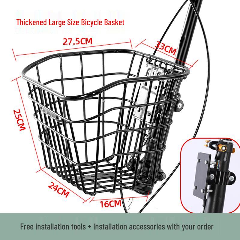 Universal Folding Front Bike Basket - Metal Design for Electric Bikes and More
