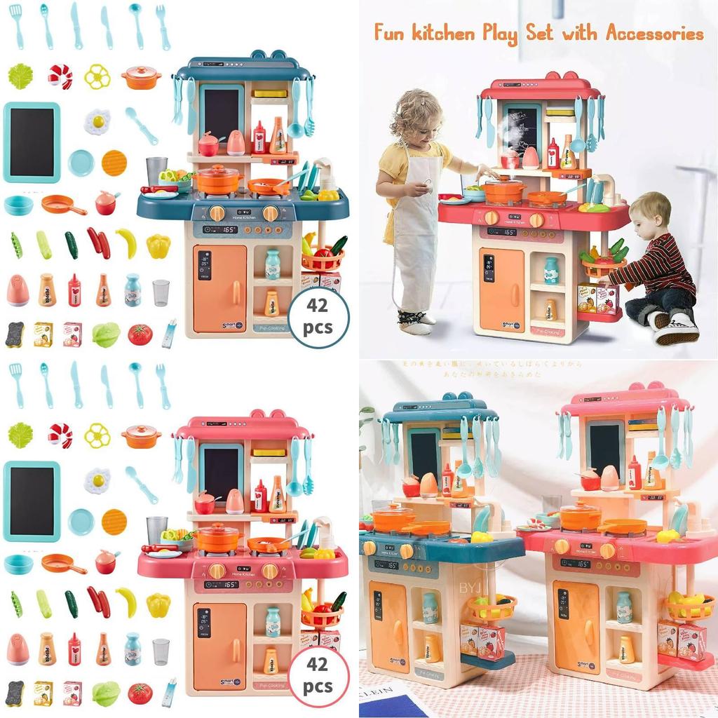 Large Educational Kids Kitchen Toy Set With Realistic Cooking Features And Spray Function