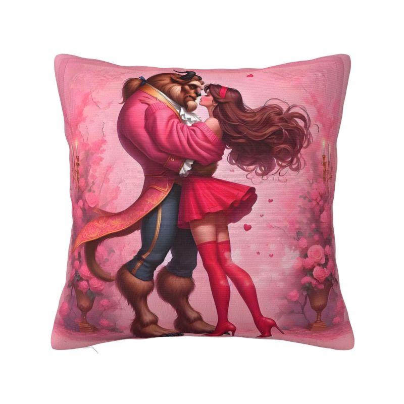 

Beauty And The Beast Cushion Covers 40x40cm Velvet Romantic Fantasy Song And Dance Movies Throw Pillow for Car Square Pillowcase 18x18Inch