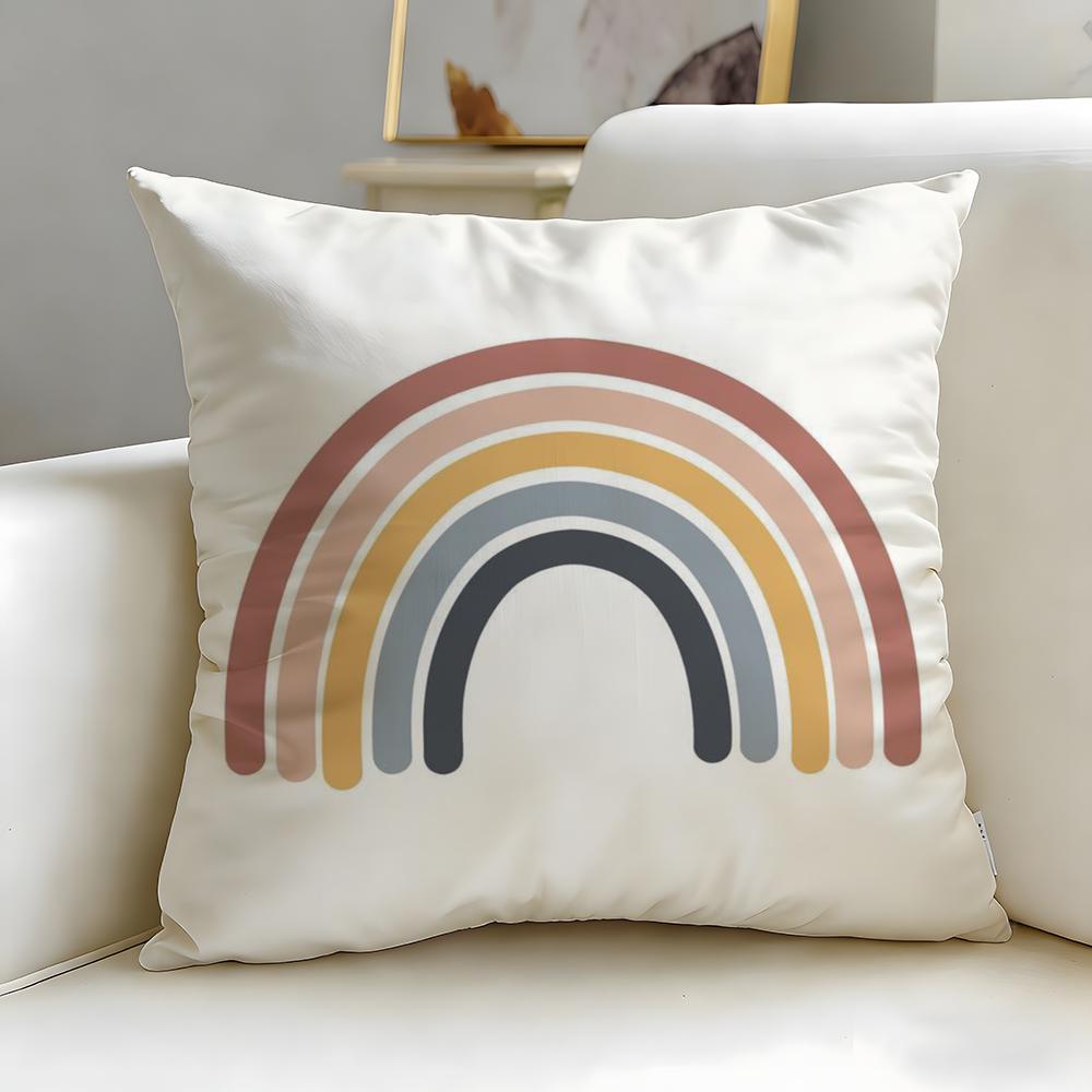 Classic Theme Rainbow Cushion Cover Soft & Easy-Wash Pillow Case – Versatile For Couch, Bed, Travel And Office