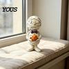 Texture Zombie Mummy Holding Pumpkin Halloween Decoration, Spooky Resin Decoration Desktop Figurine for Indoor Shelf, Tiered Tray Decor Bow Tie