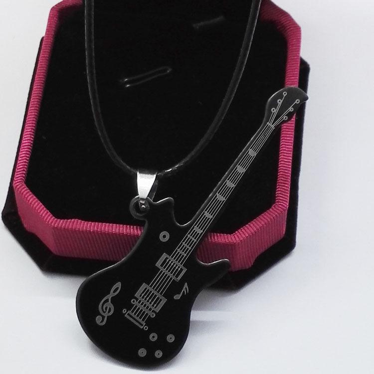 Stainless Steel Guitar Pendant Hip-Hop Necklace for Women