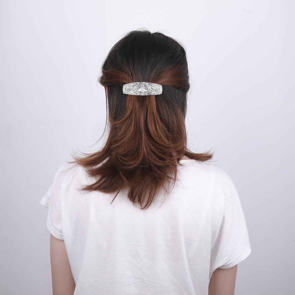 Teamer Vintage Barrette Celtics Knot Hair Clip for Women Viking Tree of Life Nordic Hairpins Wicca Jewelry Hair Accessories Gift