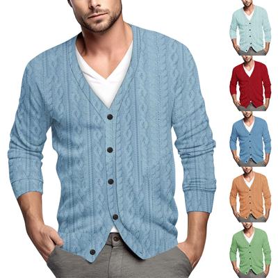 Herren Casual Langarm Einreihig Modische Strickjacke Button Up Jacke
