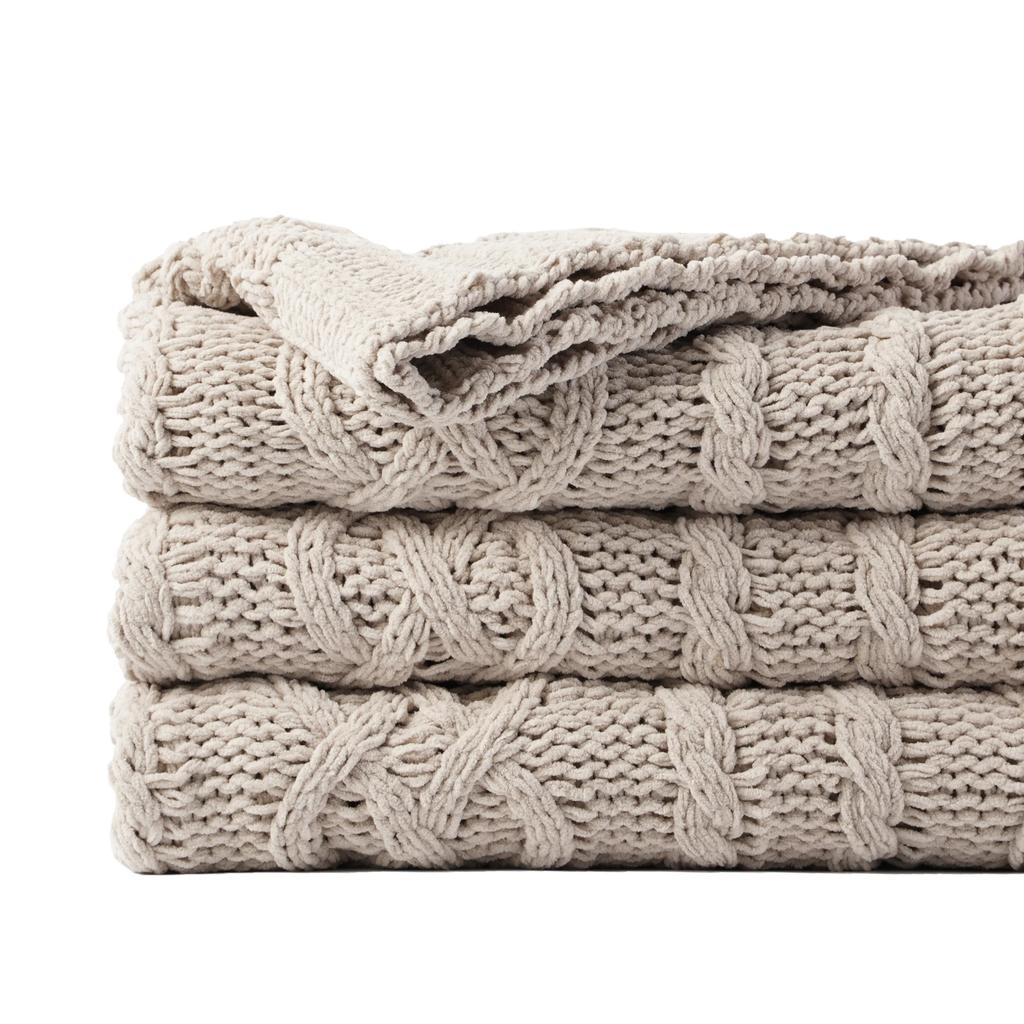 Knitted Blankets Thick Chenille Blanket Plaid Throw Blanket For Sofa Chunky Throws Bedspread On The Bed New Year Decor