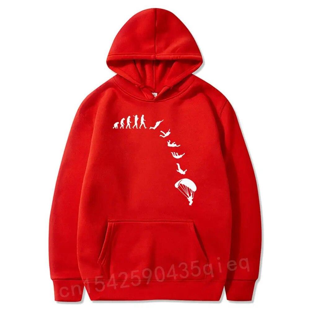 Novelty Parachute Parachute Jump Evolution Unisex's Hooded Unique Design Print Graphic Polyester Long Sleeve Sweatshirt Unisex Hooded