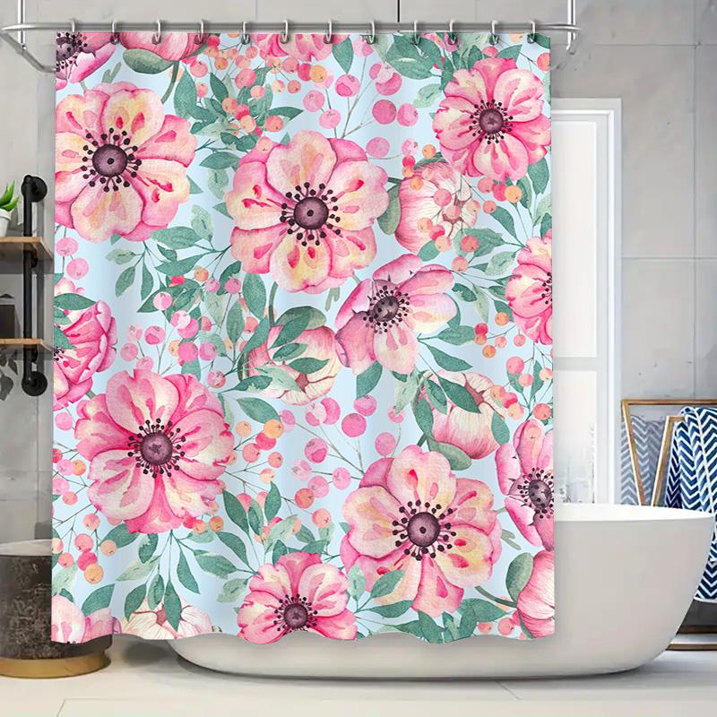 

Vintage-Inspired Floral Shower Curtain Decor With A Watercolor Touch Perfect For Your Bathroom Refresh! W60H190(CM)-1 Pcs
