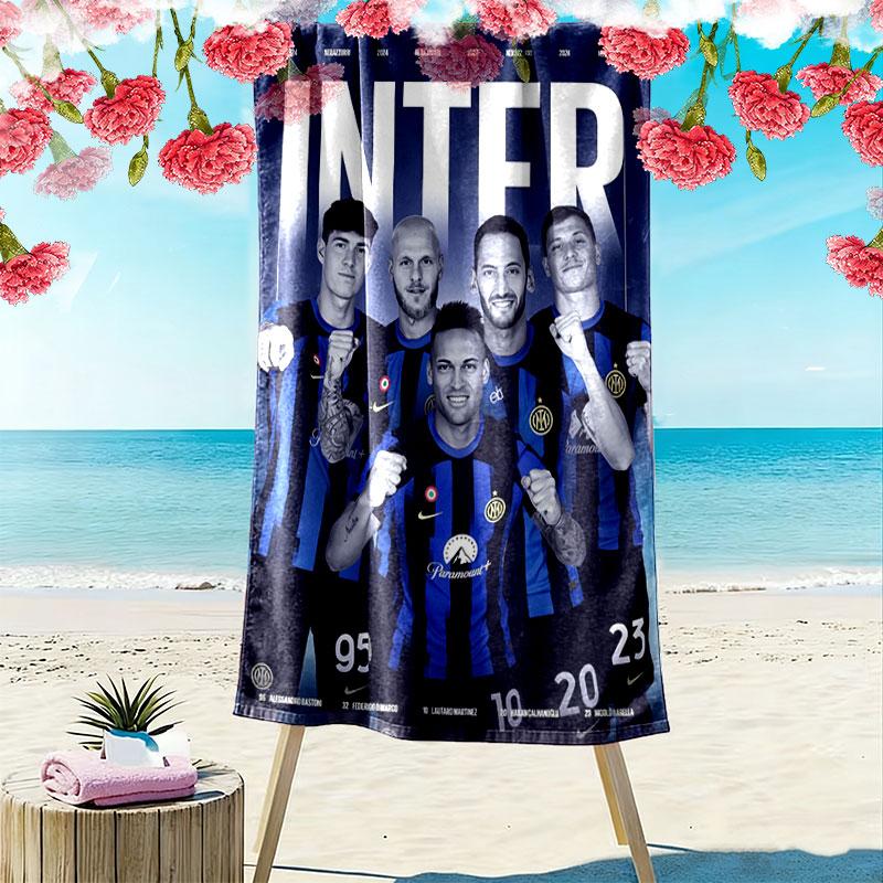 Asciugamano da Spiaggia Stampa Inter, Asciugamano Grande Morbido Asciugatura Rapida per Spiaggia Campeggio Nuoto