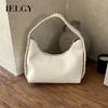 IELGY Woven Texture Fashion Underarm Bag Solid Color All-Match Crescent Bag Simple Trendy Portable One-Shoulder