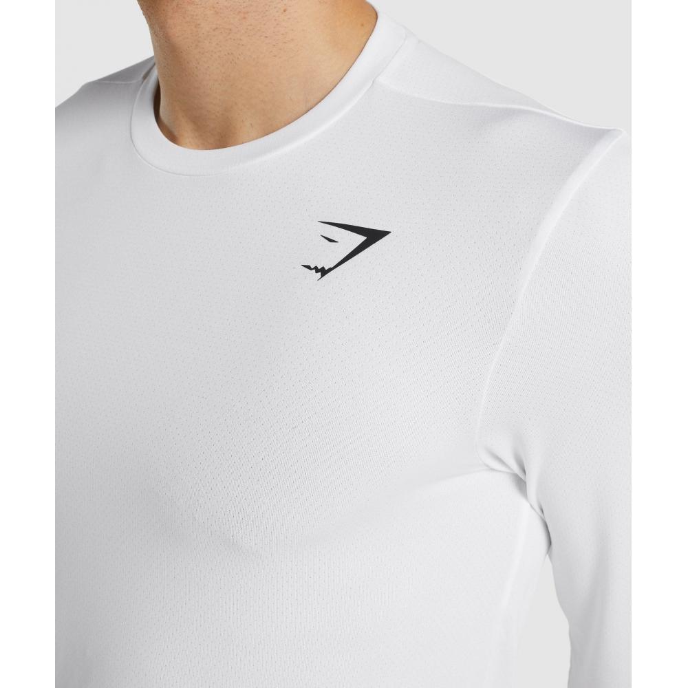 Gymshark Arrival Long Sleeve T shirT whiTe A2a1h Wbbm