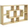 Decorative Wall Shelf, Bookshelf, CD Rack, 8 Cubes, 85 x 14.5 x 47.5 cm, Oak