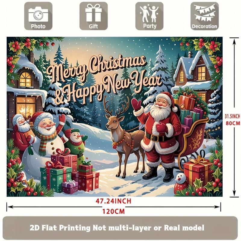 Party Backdrop Christmas Flat Piece Festive Scene Made Event Photo Background Party Decor