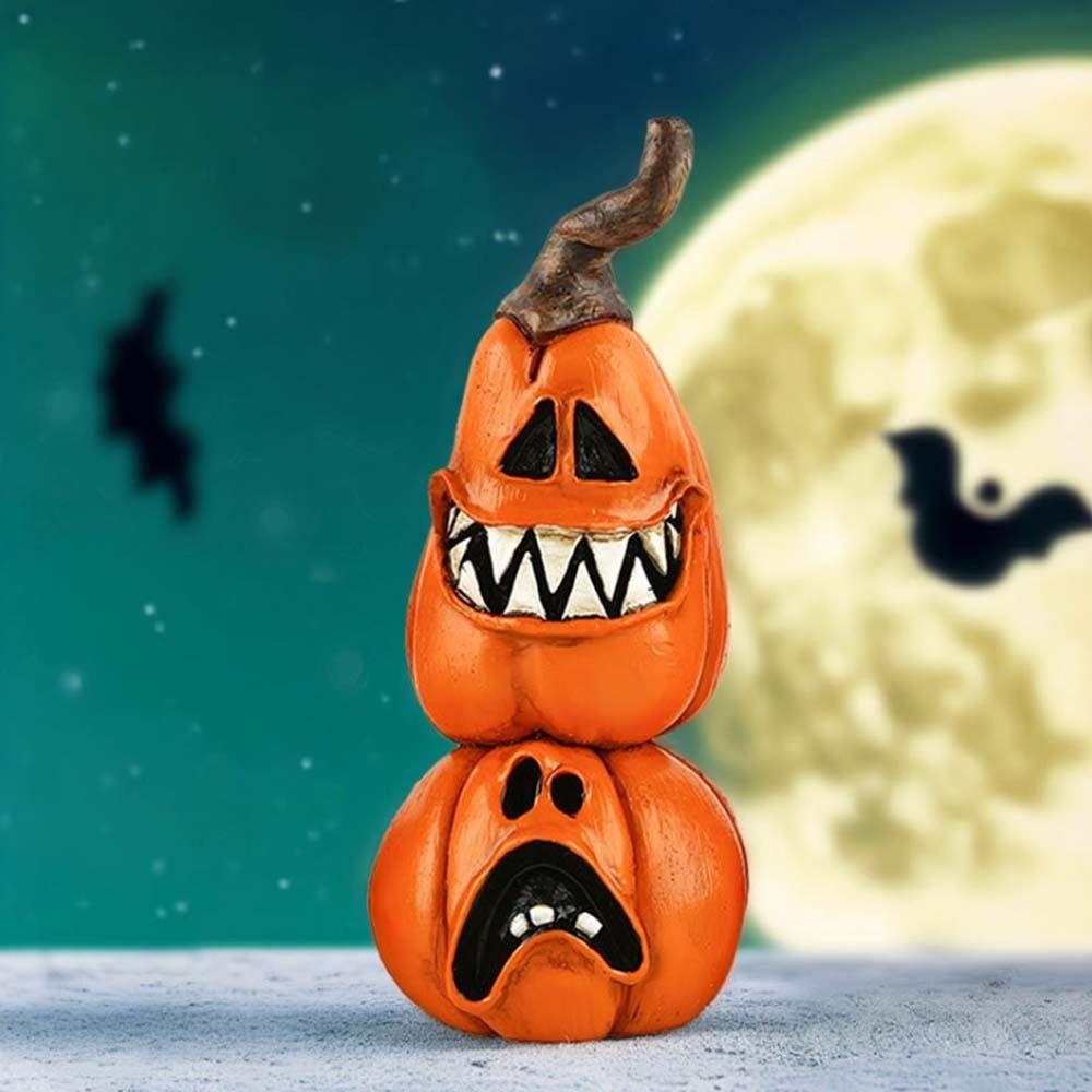 Resin Pumpkin Witch Black Cat Statue 3D Halloween Ornament  Holiday Party Supplies