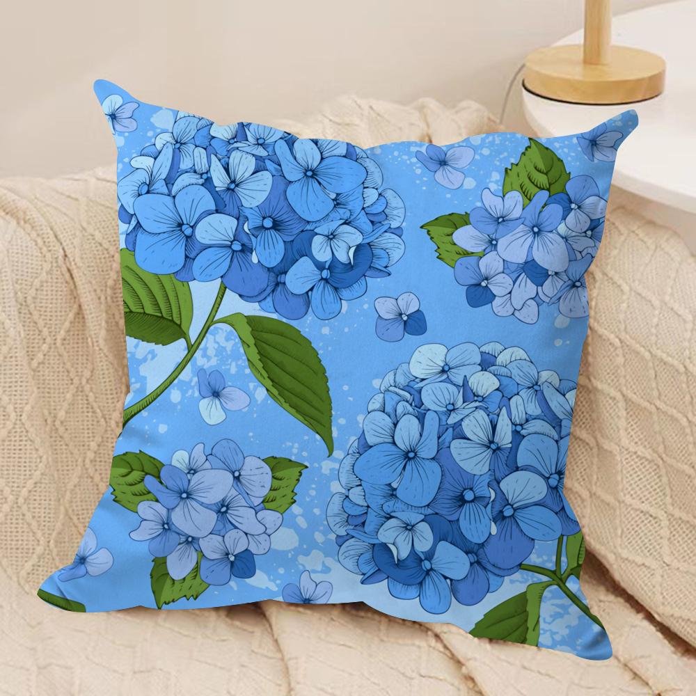 

Hydrangea Cushion Cover Soft Plush Fabric DoubleSided Printed Cushion Covers for All Seasons Modern HomeDecor Gift 30x30cm