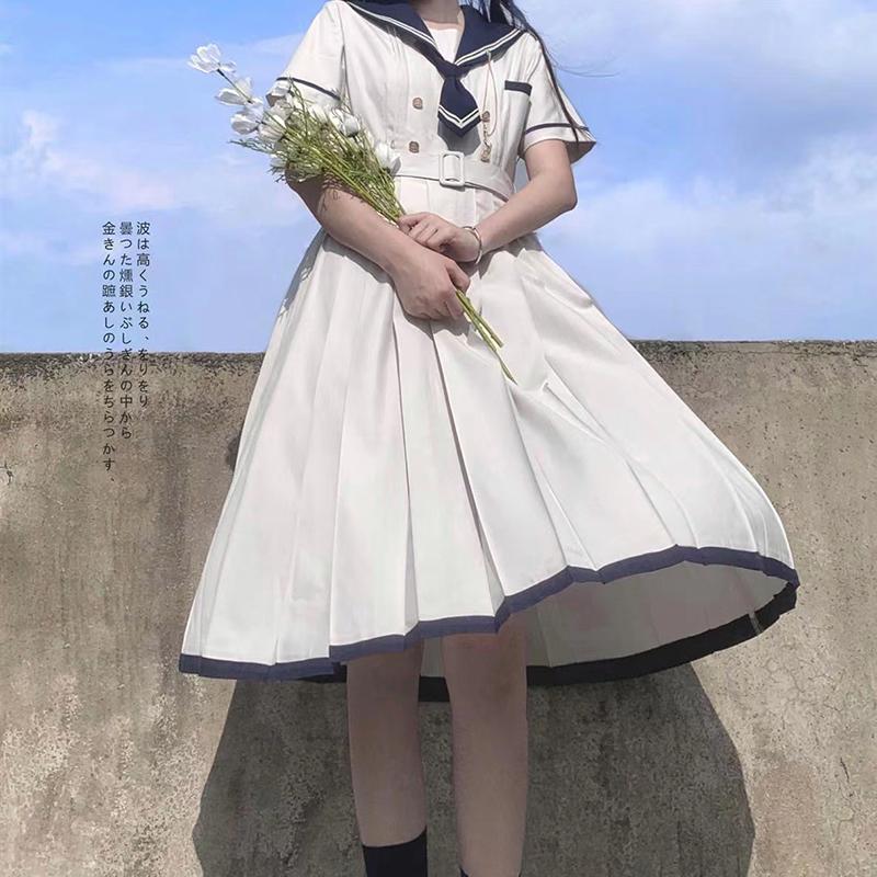 Vestito da donna JK Girls stile giapponese preppy Lolita marinaio vestito Y2k gotico kawaii vintage manica corta estate midi vestito