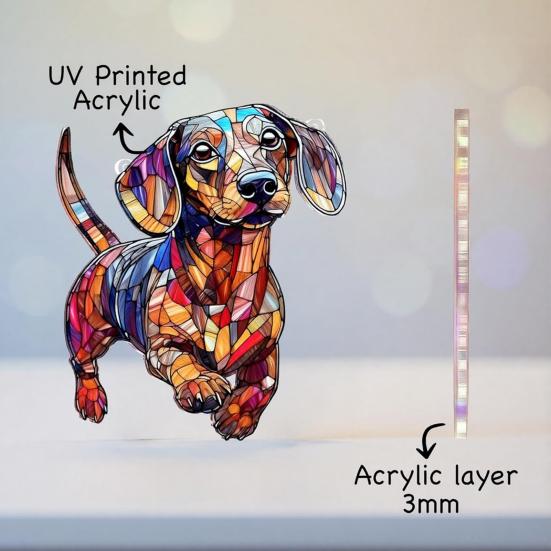 Acrylic Puzzle Suncatcher Cute Dog Sun Catcher Panel DIY Jigsaw Puzzle Window Hanging Ornament for Home Garden Decor