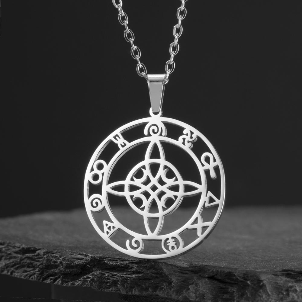 Dawapara Witch Knot Necklace Celtics Good Luck Irish Jewelry Stainless Steel Wiccan Vintage Wealth Amulet Women Necklace