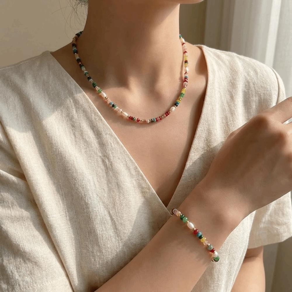 Colorful Beads Stone Jewelry Natural Female Jewelry Anniversary Gift