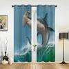 Ozeanwellen-Spray Hai Fenster Vorhang Modern Europäischer Stil Vorhänge für Schlafzimmer Wohnzimmer Hintergrundvorhang