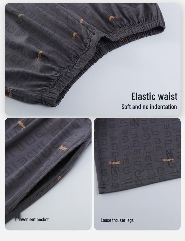 7A Antibacterial Plus Size Cotton Pajamas for Men - Short Sleeve & Shorts, Cooling, Round Neck, Summer Outerwear/Loungewear