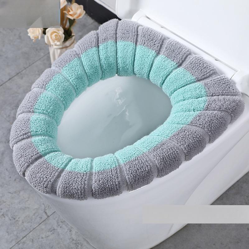 1pc Toilet Seat Cover Bathroom Soft Thicker Warmer Stretchable Washable Cloth Toilet Seat Cover Pads