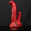 Rotschwarzer Silikon-Monsterdildos, Fantasie-Pferde-/Hundedildo mit Knoten, riesiger Schwanz, dicker Analpenis mit starkem Saugnapf