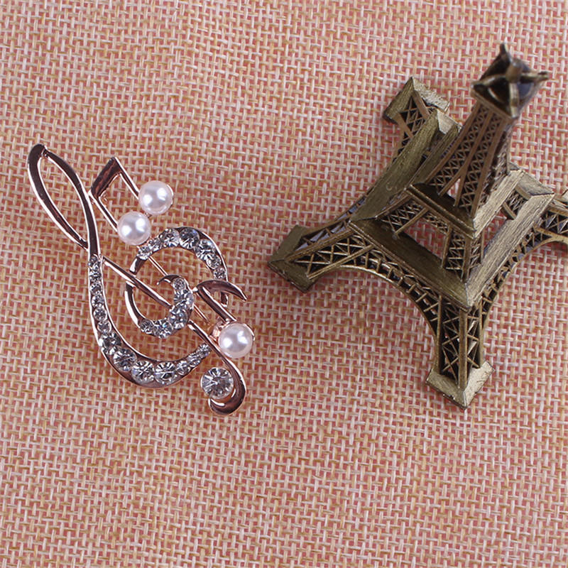 Kobiety Elegancka Nuta Muzyczna Perła Broszka Urocza Broszka Biżuteria