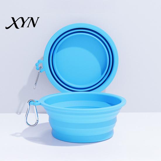 Lightweight Pet Feeder Foldable Dog Bowl, Collapsible Cat Bowl with Carabiner, Portable Silicone for Dogs Cats Travel Camping