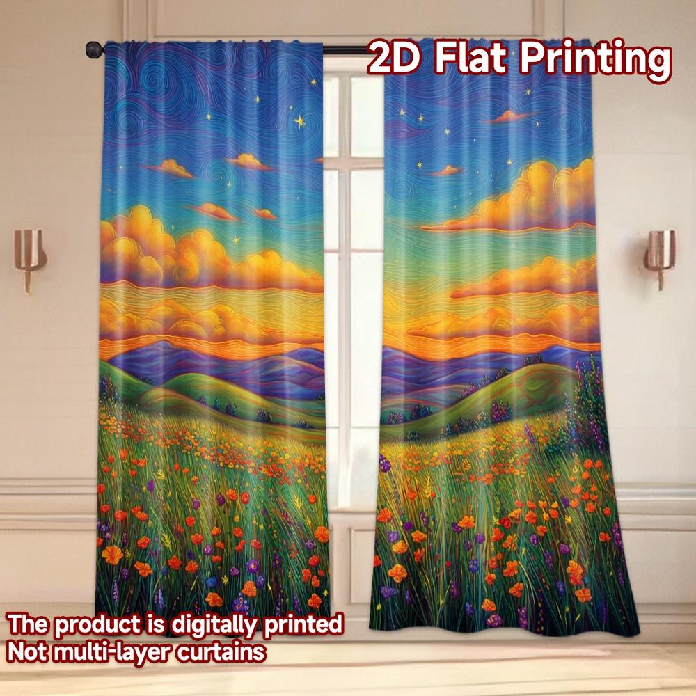 Set Of 2 Flat Printing Curtains Without Rod Galaxy View Cat Holiday Saint Patrick Is Day Printed Versatile Curtain Polyester