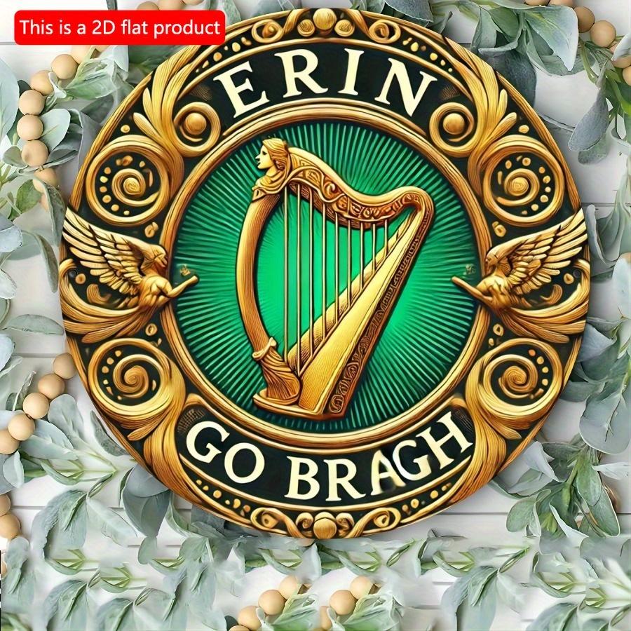 1 adet 2d Düz İrlanda Gururu İrlanda Aziz Patrick Günü Arp İrlanda Sonsuza Kadar Sanat - 20cm Yuvarlak Ahşap Tabela, Ev & Ofis Dekoru için Ahşap Duvar Sanatı/Dayanıklı