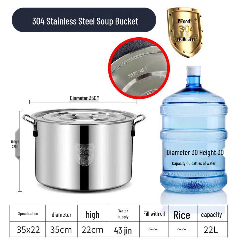 Yuzhuxun 304 Stainless Steel Round Soup Pot with Lid