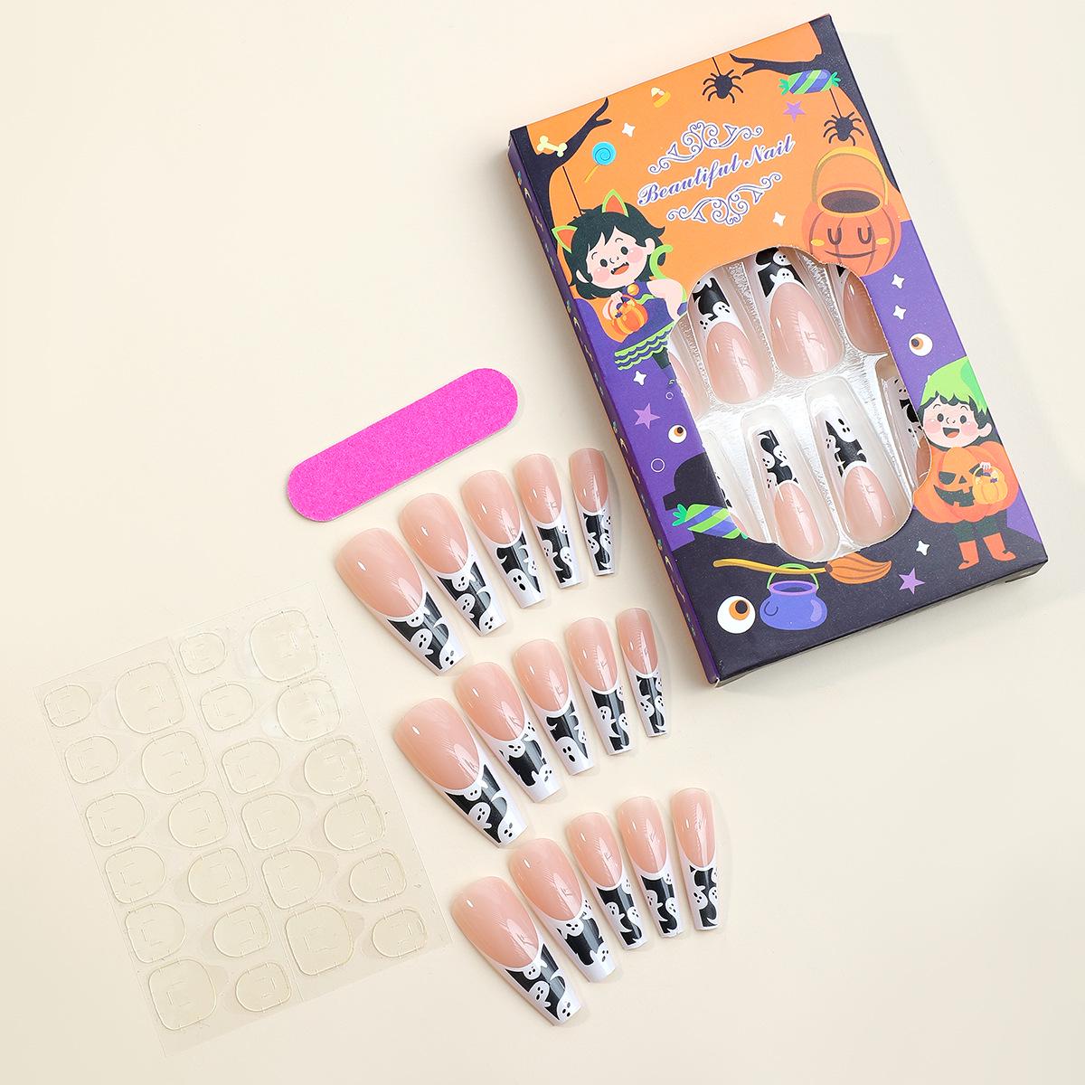 

Trendy Halloween Ghost French Tip False Nails