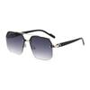 Double Beam Square Aviator Sunglasses, Unisex Half Frame European-American Style
