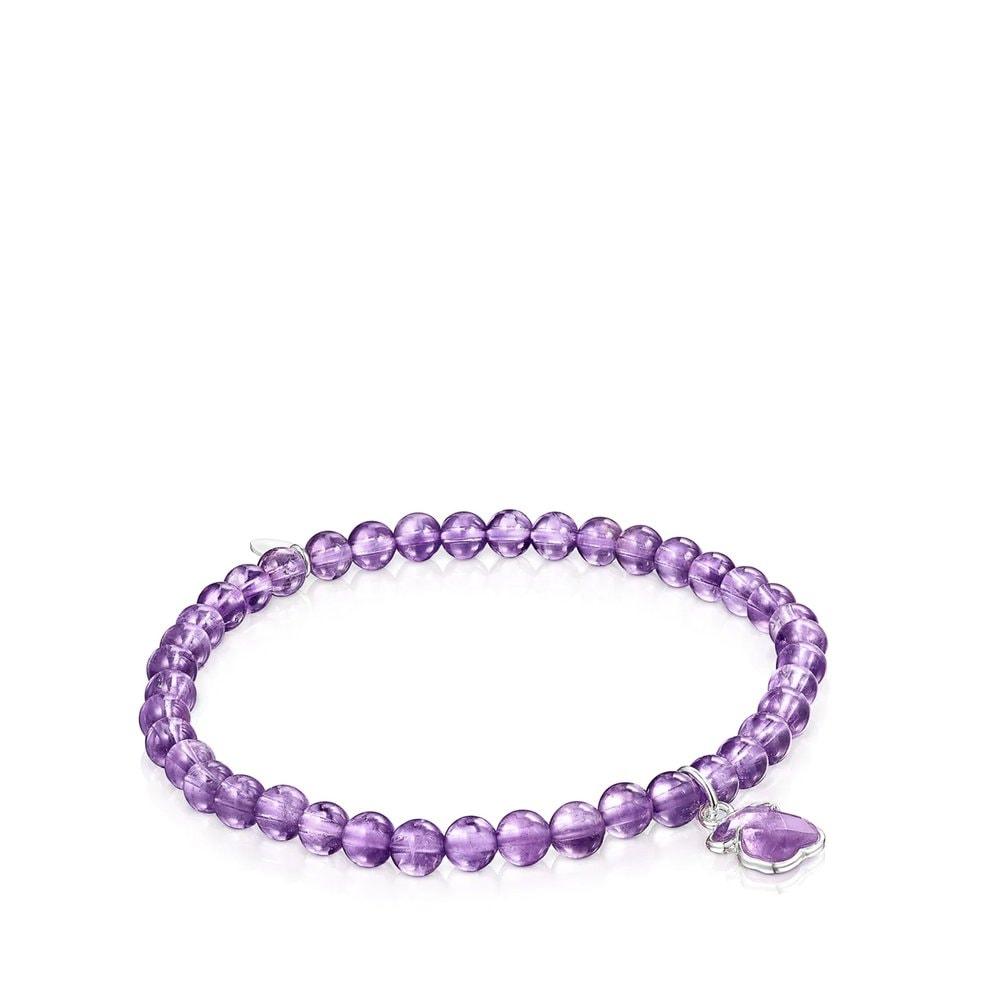 Tous Silver and Amethyst Icon Color Bracelet/Tous Amethyst Icon Silver Bracelet//015431590
