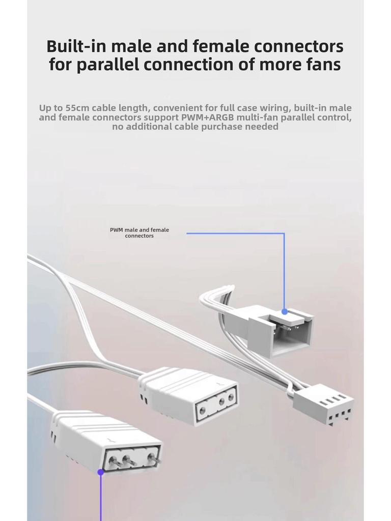 Lengshuo HF12015 120mm PC Case Cooling Fan, FDB Bearing, 15mm Thick, Silent ARGB with Temperature Control