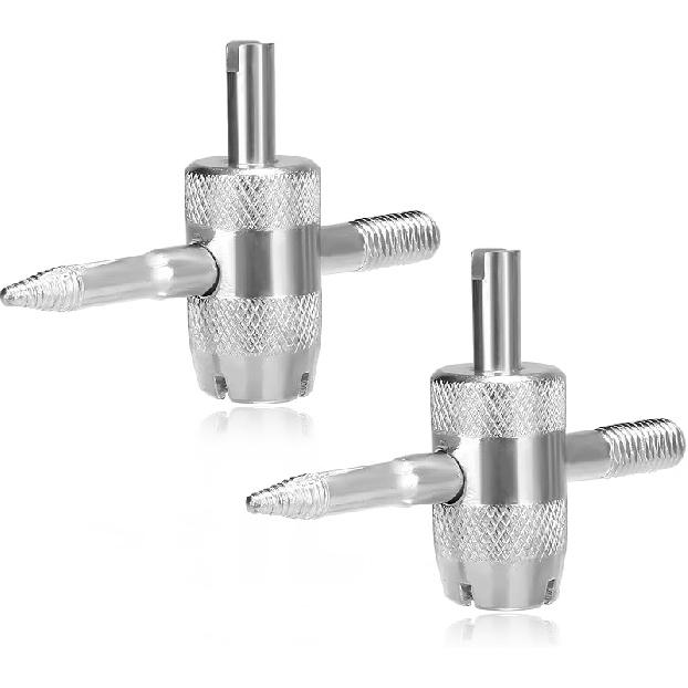 4-Way Valve Core Tool Tire Valve Tools, 4-in-1 Tyre Valve Core Tool Tire Stem Core Wrench, Multifunctional 4 Way Valve Stem Remover Tire Repair Tool