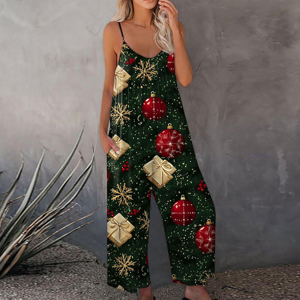 Bedruckter Damen-Overall, lässig, lockerer, verstellbarer Straps-Overall