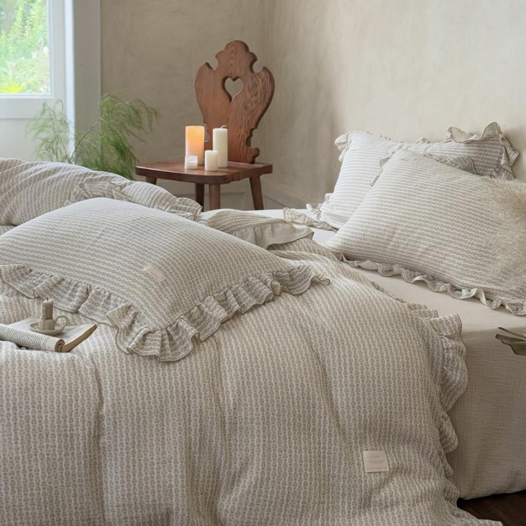 G5Z Francuska Retro Dwustronna Bawełniana Koronkowa Poszewka na Kołdrę