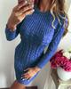 2025 Fashionable Knitted Sweater Dress with Round Neck and Long Sleeves