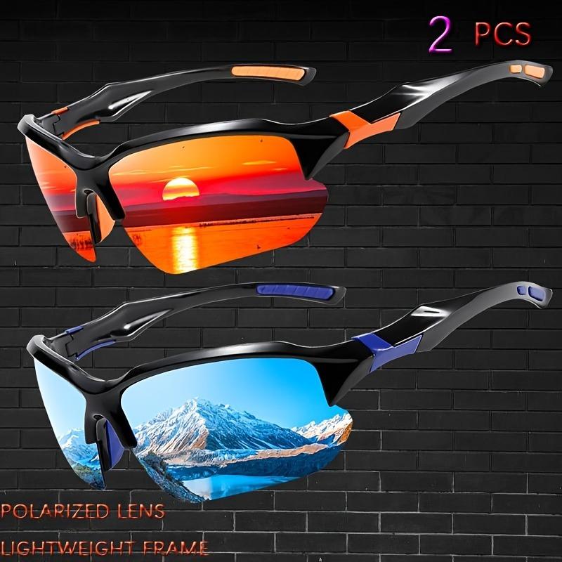 2pcs Classic Lightweight Sports Sunglasses Semi-Rimless UV400 for Cycling Fishing Unisex Outdoor Vintage Eyewear