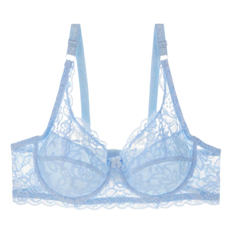 NEW Plus Size 36-44 Lace Bras Women Thin Lining Sponge-free Push Up Bra Summer Breathable Underwire Bow Comfortable Underwear