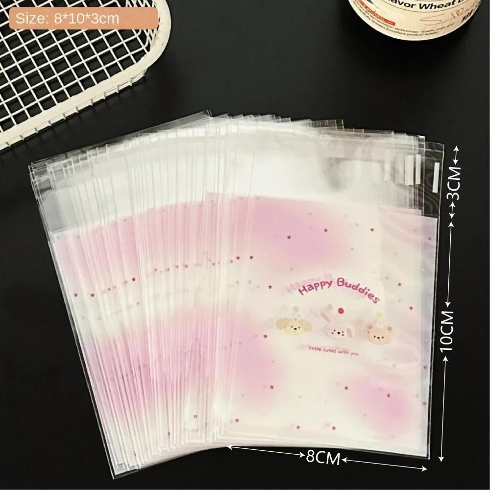 50PCS Cute Animal Candy Gift Bags Plastic Transparent Cookies Baking Packaging Bag Self Adhesive Kpop Card Bag Package Supplies