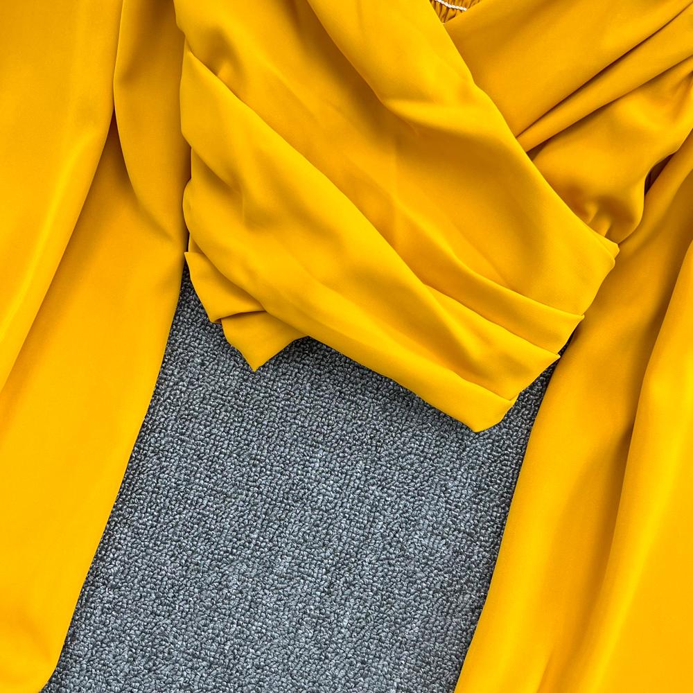 YYFS Naiste mood vabaaja kevadsügise ühevärvilise trükiga pikkade varrukatega V-kaelusega pluusid ja särgid