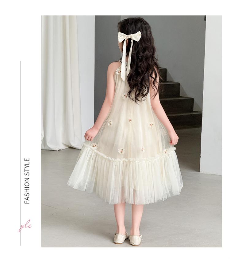 Girls' Summer Dress with a Western Style 2026 New Style, Mid University Children's Sweet Beauty, Fake Style, Girls' Hanging Neck Princess Dress