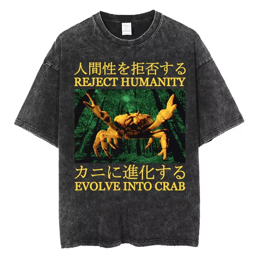 2026 New This Tshirt Presents a Japanese Style and Has a Vintage Washing Effect Making It Suitable for Men To Wear
